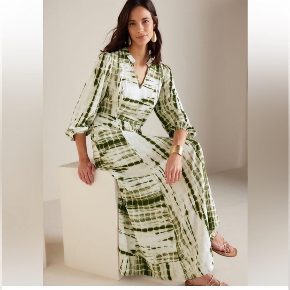 Soft Surroundings Olive Tie-Dye Maxi Dress - Picture 3 of 10